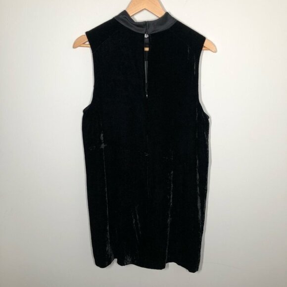 Rag & Bone Danni Black Velvet Midi Shift Dress with Sheer Stripe Size 10 - Picture 7 of 8